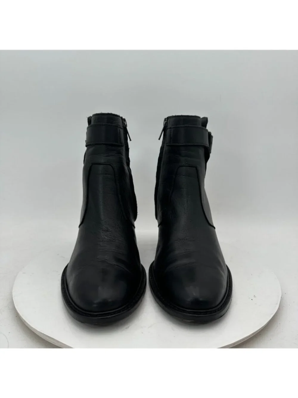 Helmut Lang Women Size EU 37.5 US 7.5 Black Leather Side Zip Block Heel Boot